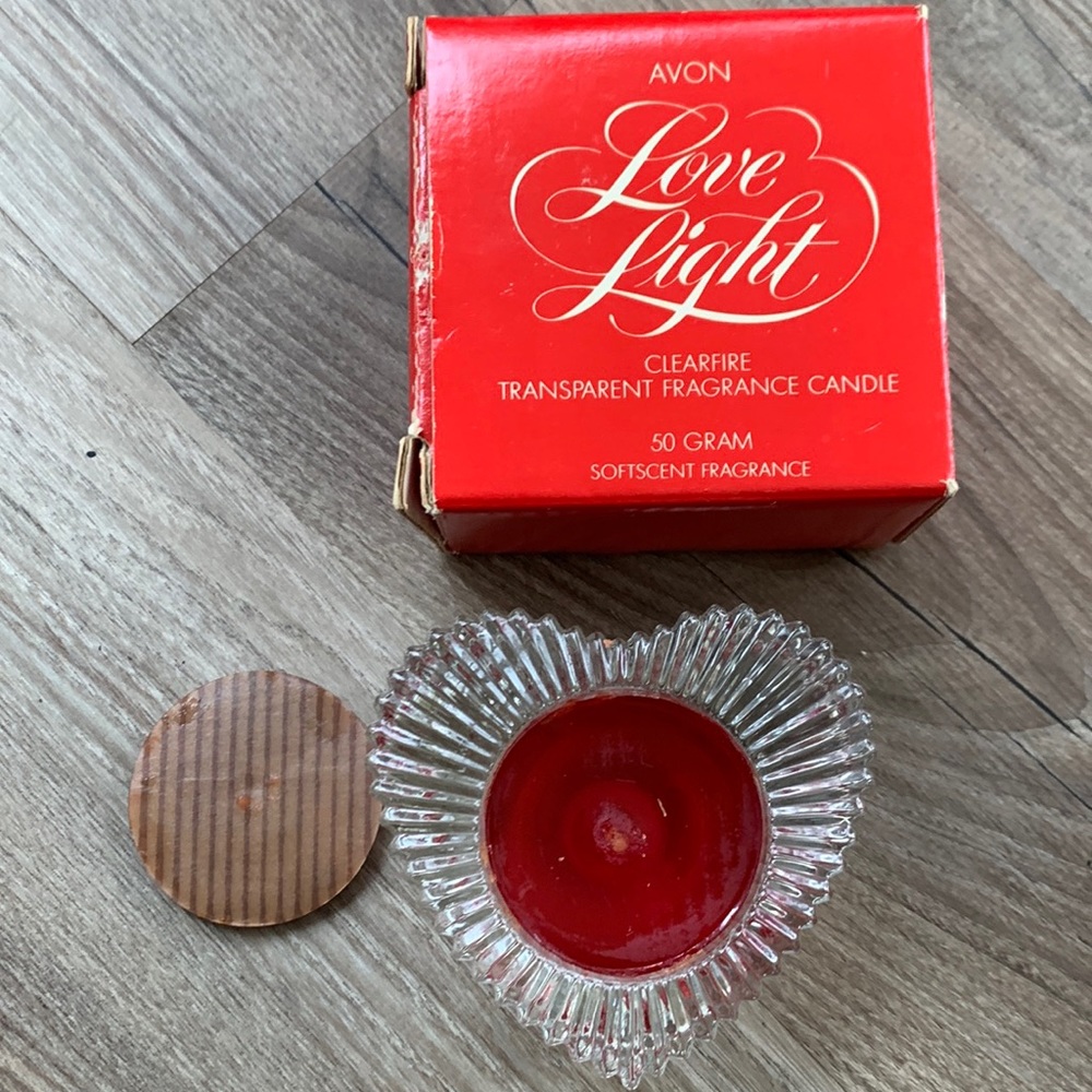 Avon Love Light Clearfire Transparent Fragrance Candle Red 1982 Heart Shape